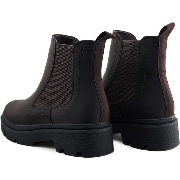 Jabasic Women Brown Synthetic Chelsea Boots Low Heel Elastic Ankle Boots - Picture 7 of 7